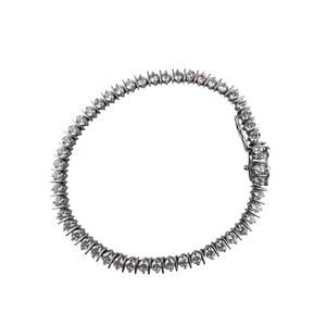FAS Tennis Clear Sterling Silver Bracelet 7.25" Safety Clasp